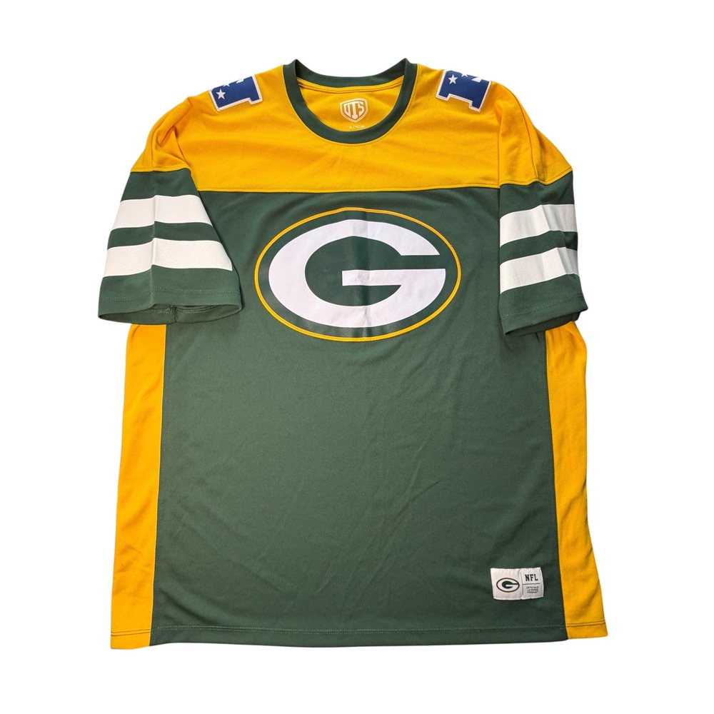 Green Bay Packers NFL OTS Jersey Shirt Mens XL Green Gold Short Sleeve‎ NFC Logo